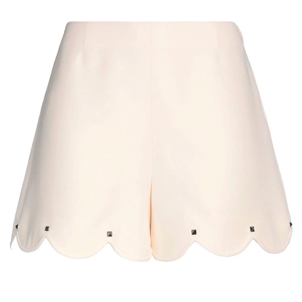 Valentino Cream Studded Scalloped Shorts